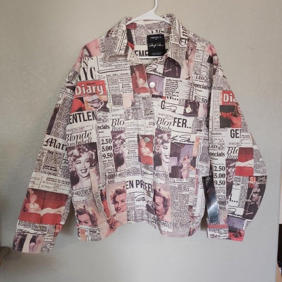 FOREVER 21 Other - Marilyn Monroe newspaper print denim jacket brand new with tags